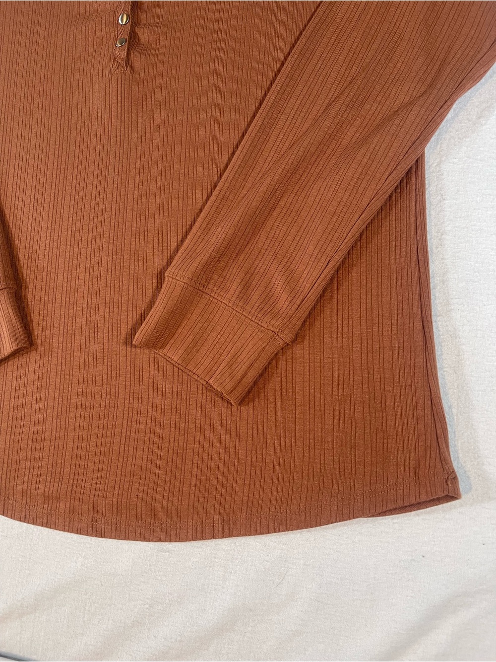 Maurices Rust Long-Sleeve Ribbed Collared Shirt with Snaps Women’s Large - Picture 4 of 11